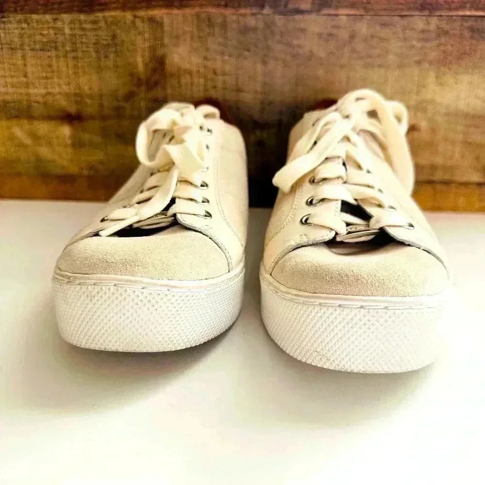 Coach Paddy Beige Suede Leather Chalk-Oatmeal / Saddle Brown Sneakers